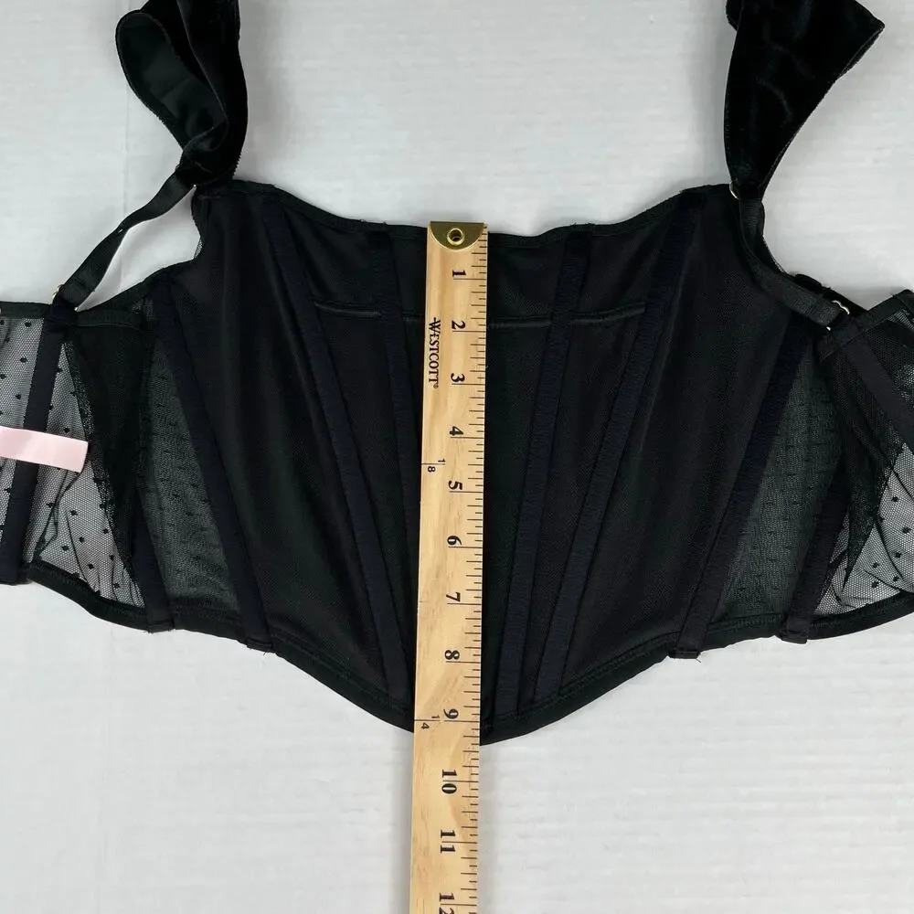 Victoria Secret Dream Angels Black Velvet Corset Top M Coquette Whimsygoth NWT